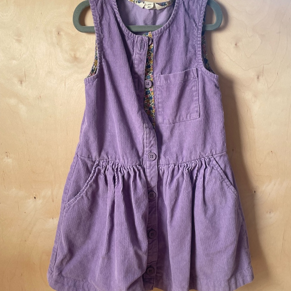 Mini Boden Lilac Corduroy Dress with Button Front 6-7